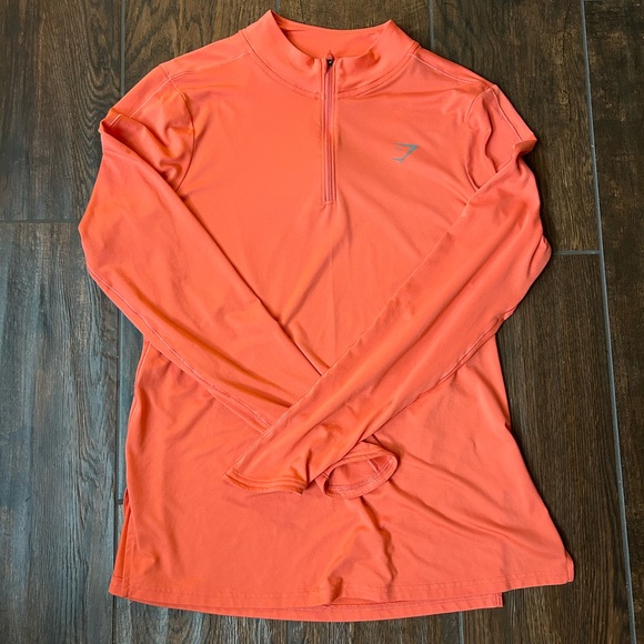 Gymshark Sweater Womens Large Orange 1/4 Zip Pullover Activewear Training Ladies - Picture 1 of 5
